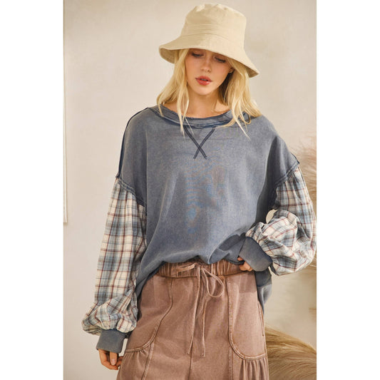 THE INDIE FLANNEL CONTRAST PULLOVER