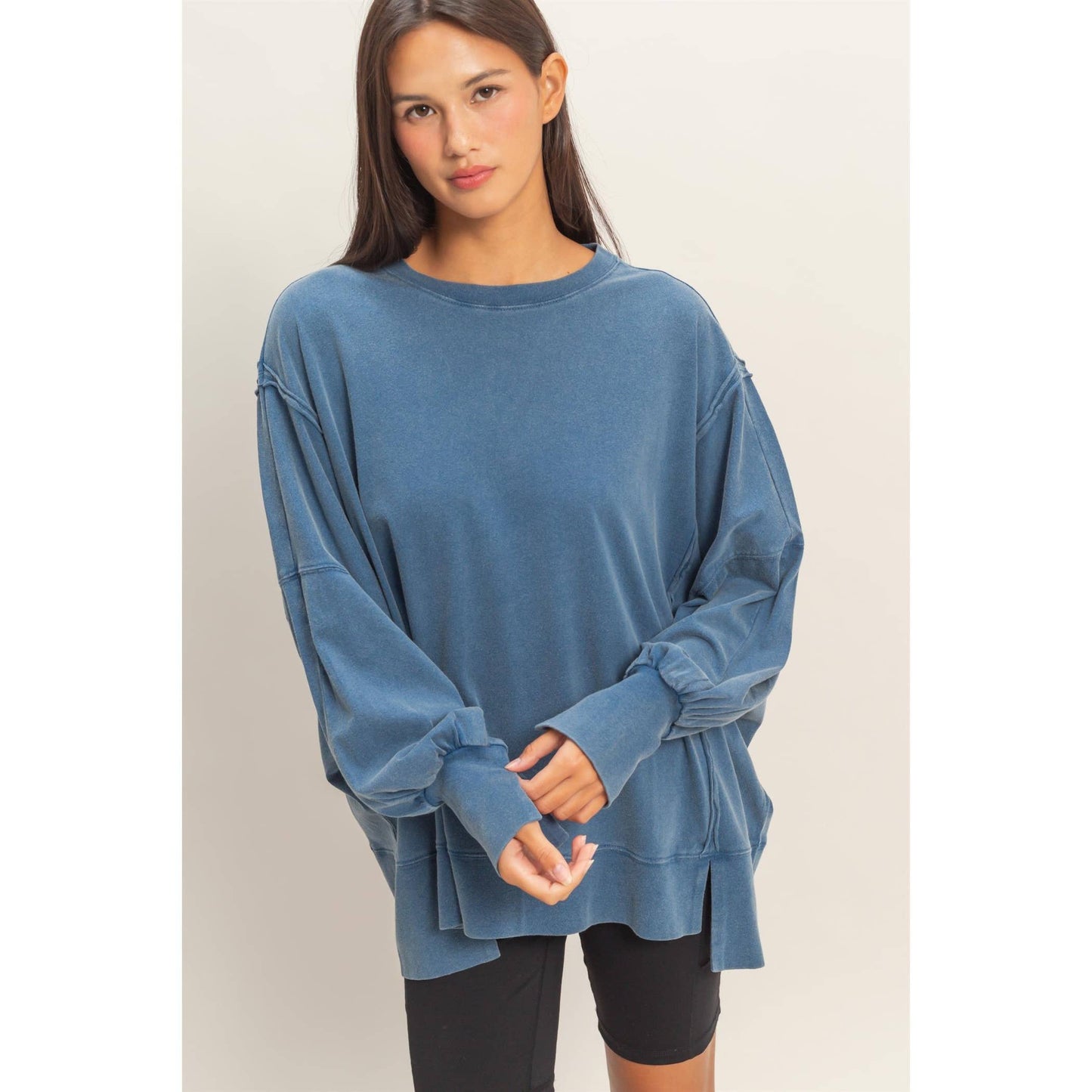 Oversized Seam Detail Long Sleeve Top