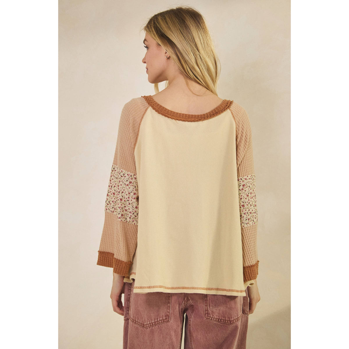 BLOSSOM PATCHWORK WAFFLE TOP