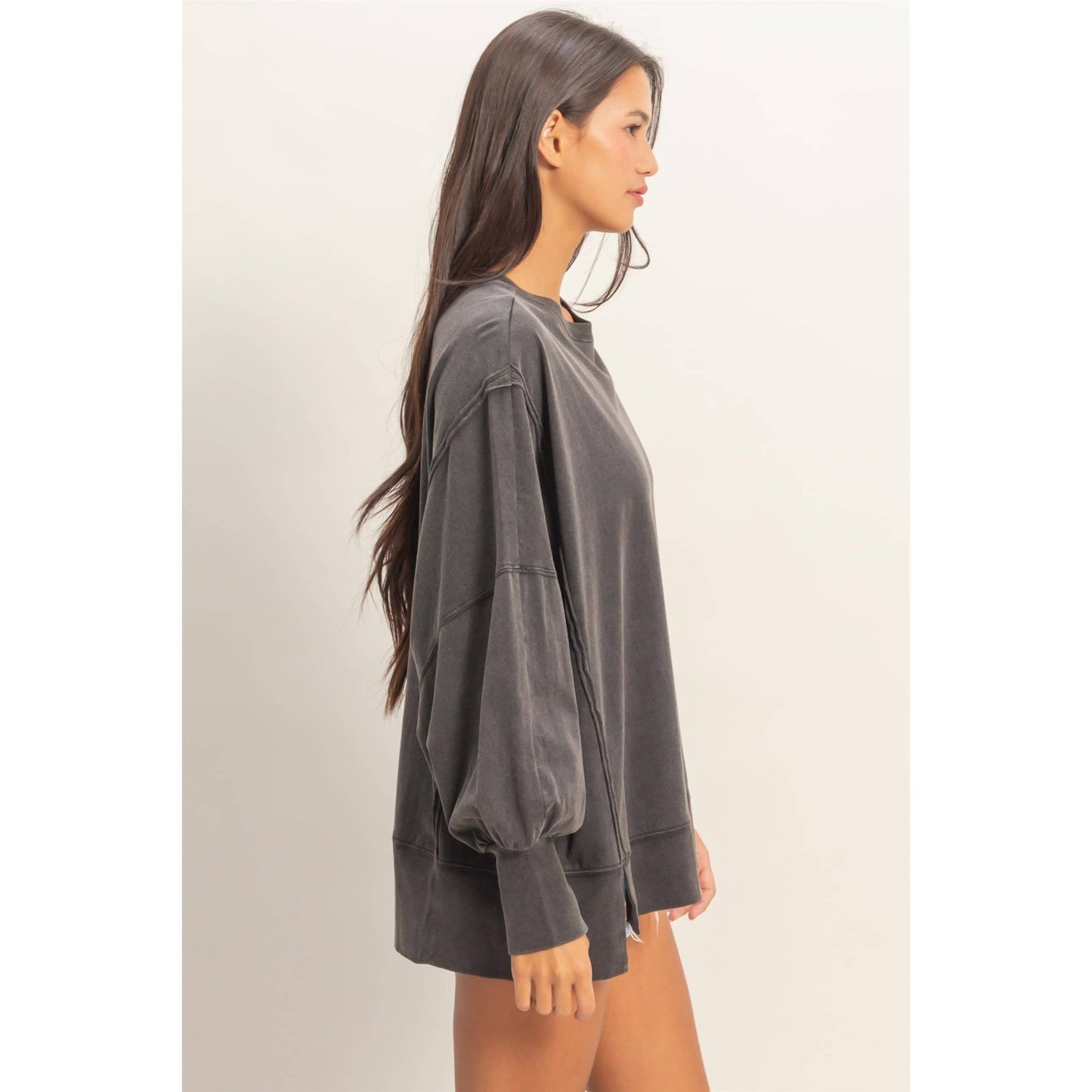 Oversized Seam Detail Long Sleeve Top