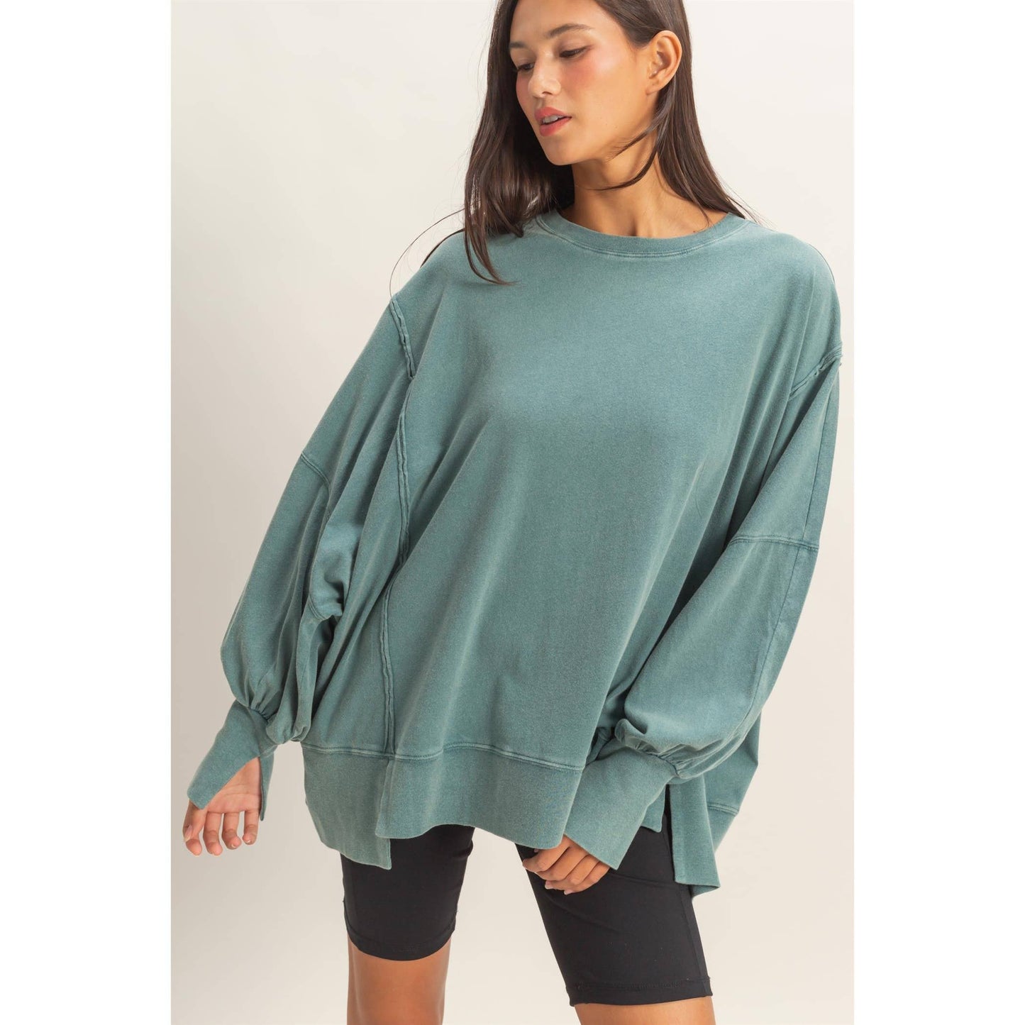 Oversized Seam Detail Long Sleeve Top