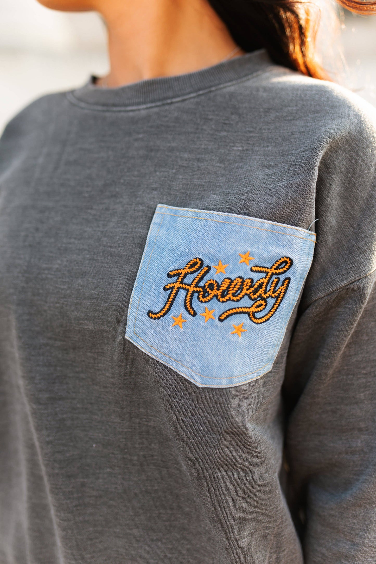 TH2505-DENIM POCKET TOP- VINTAGE BLACK