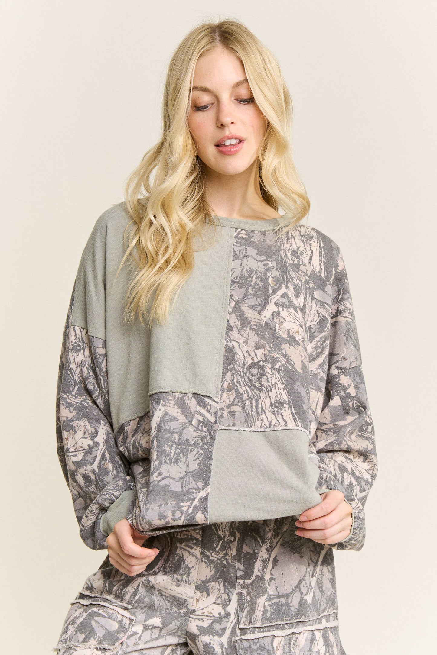 Washed Block Tree Camo Sweatshirt