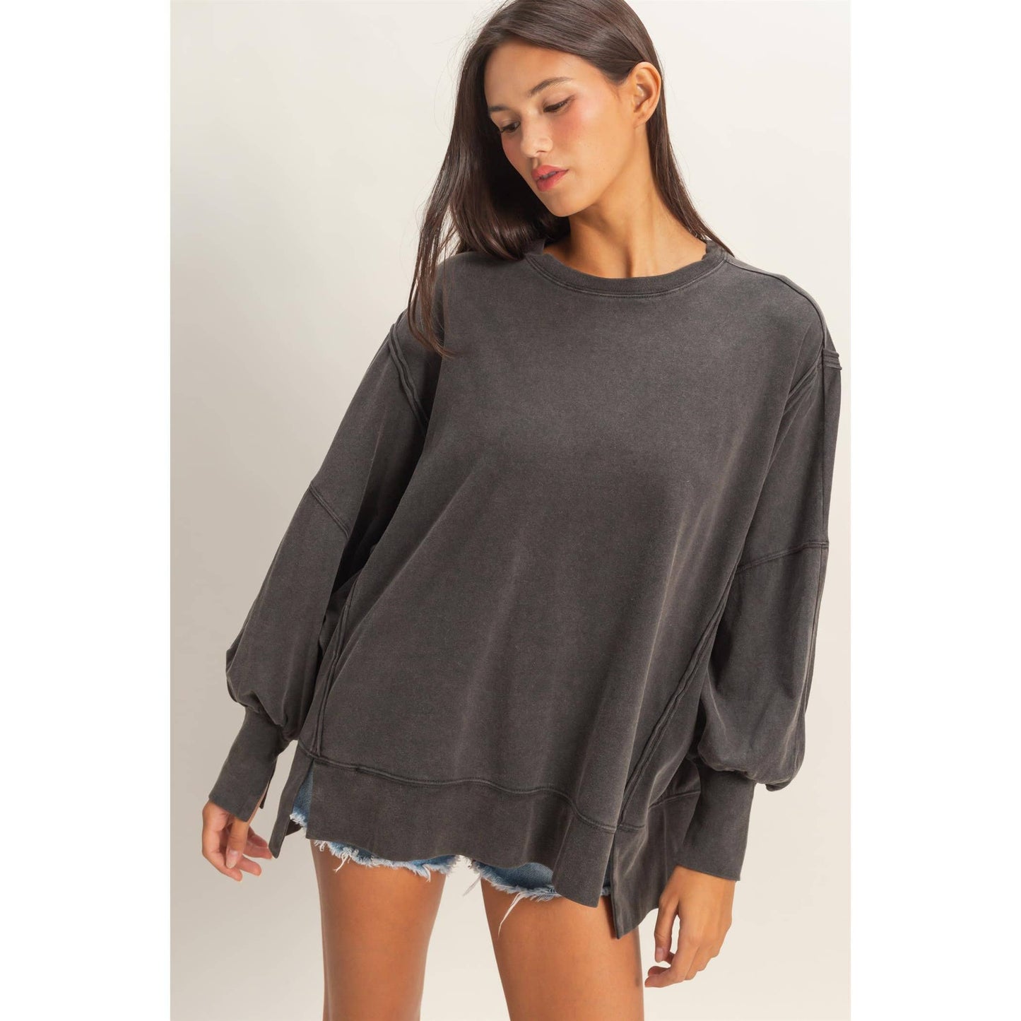 Oversized Seam Detail Long Sleeve Top