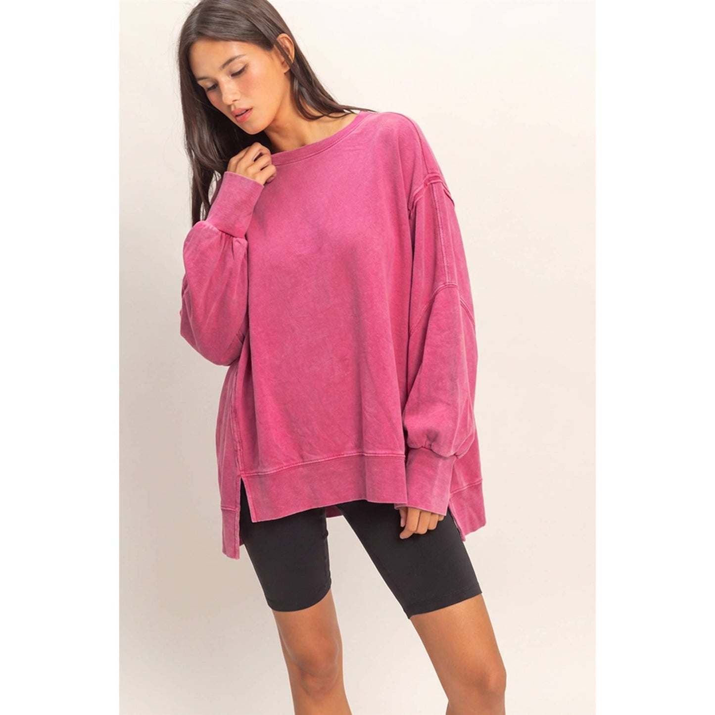 Oversized Seam Detail Long Sleeve Top