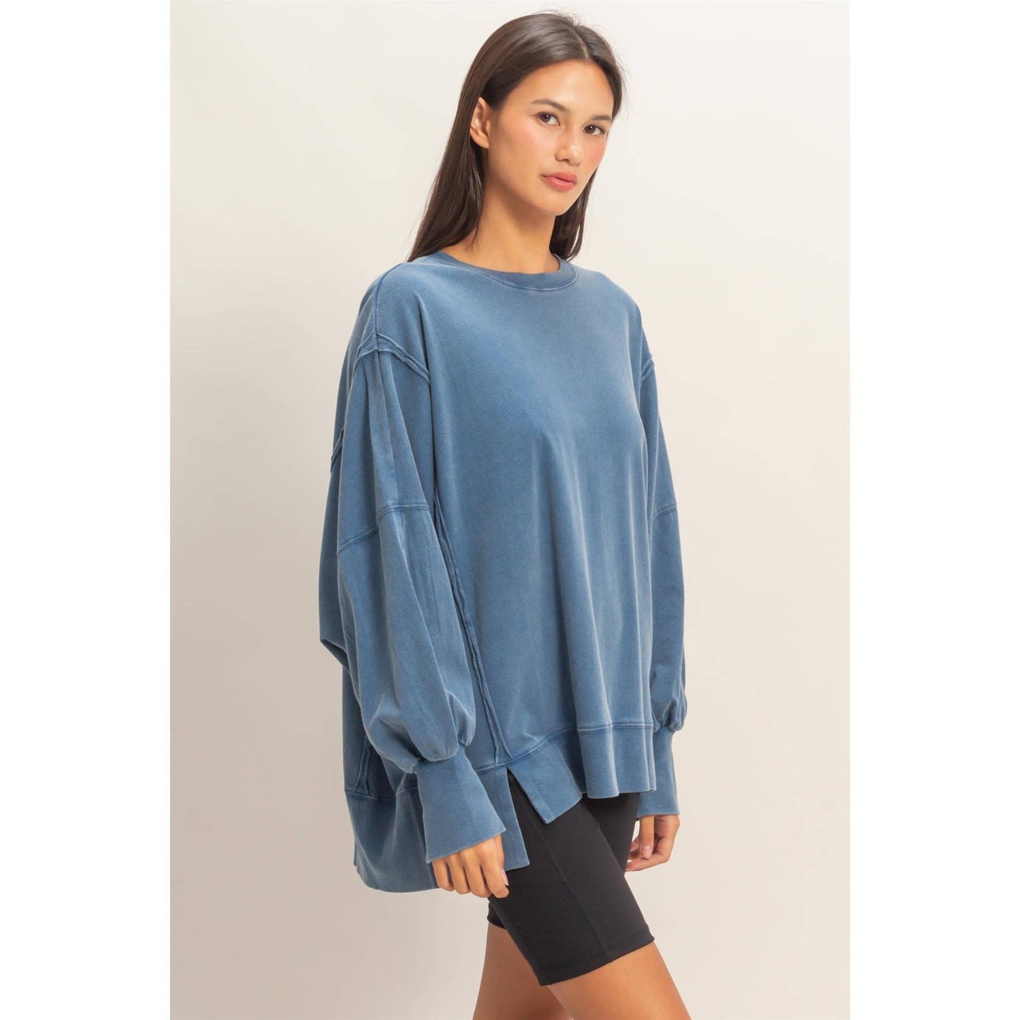 Oversized Seam Detail Long Sleeve Top