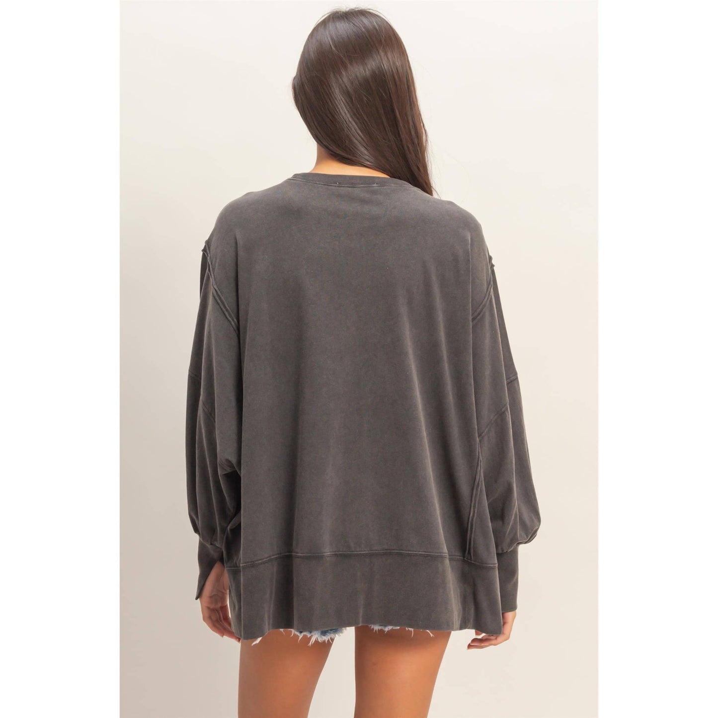 Oversized Seam Detail Long Sleeve Top