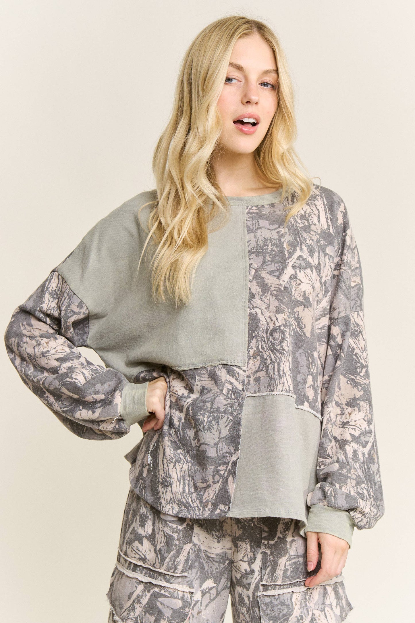 Washed Block Tree Camo Sweatshirt