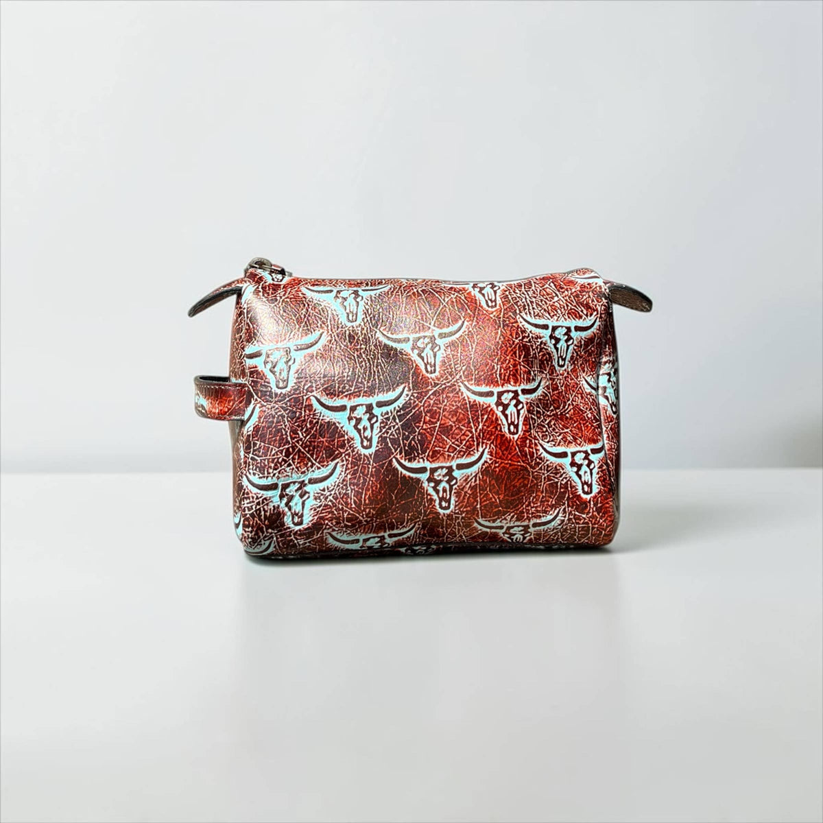 WESTERN LINENS Tooled Leather Makeup Bag