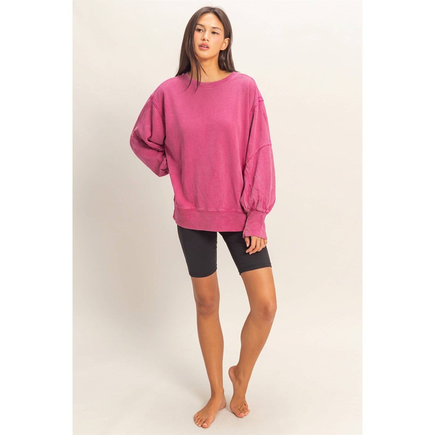 Oversized Seam Detail Long Sleeve Top