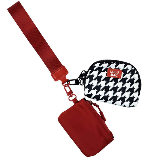 Lulu Mac Crimson & Houndstooth Wristlet
