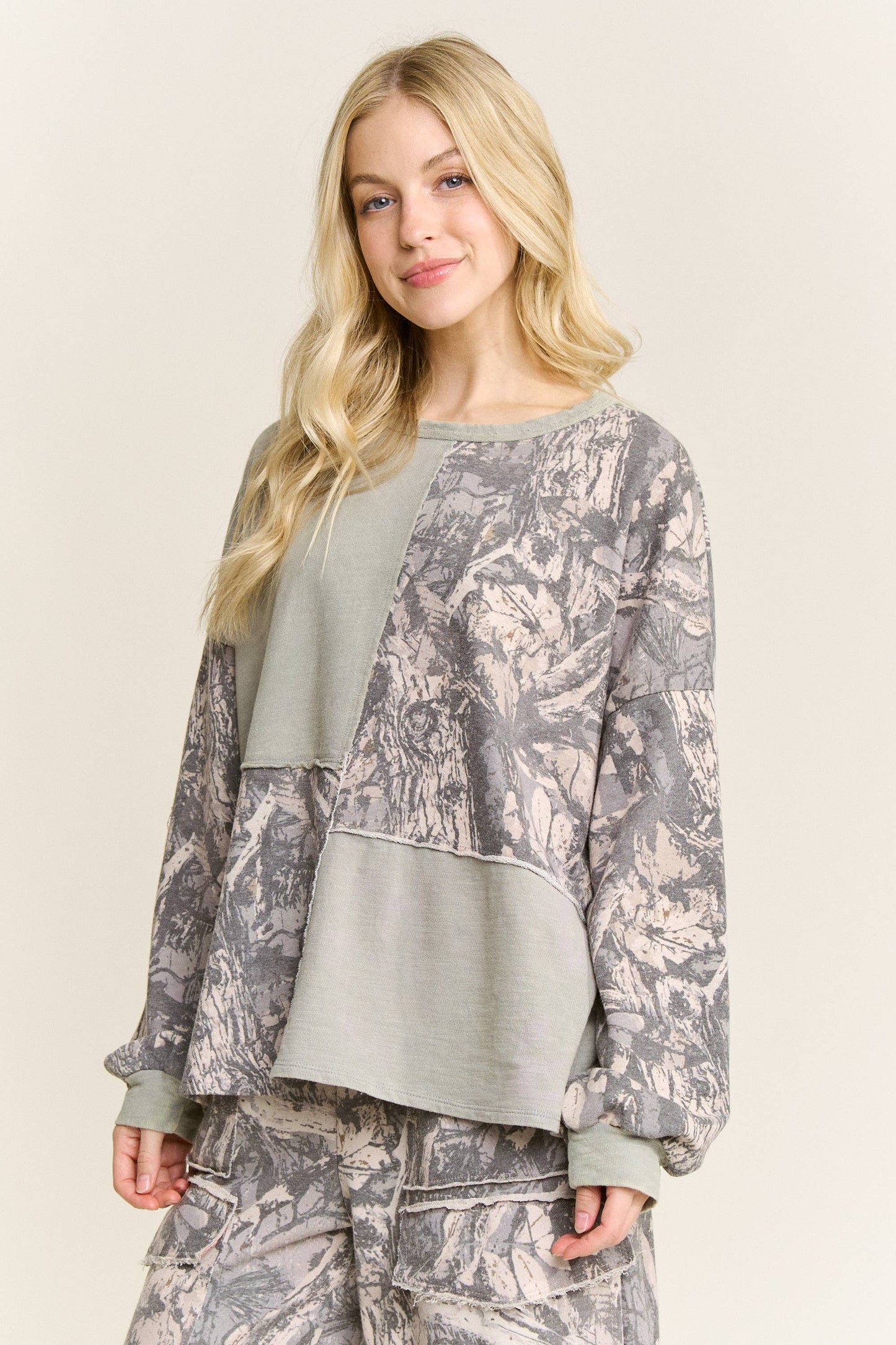 Washed Block Tree Camo Sweatshirt