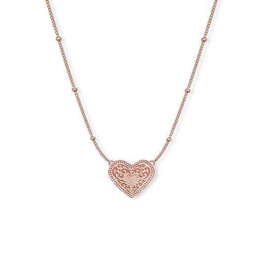 SpurWest Rose Gold Heart Pendant Necklace