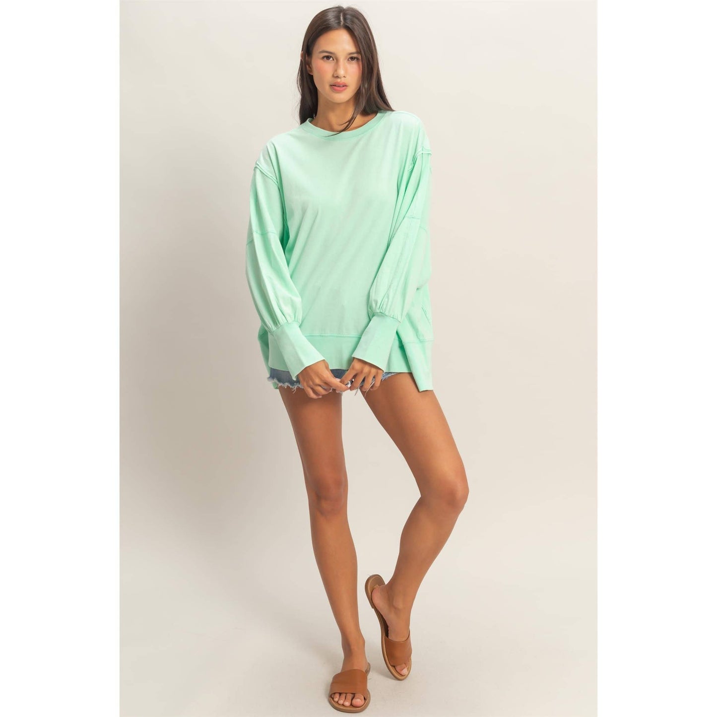 Oversized Seam Detail Long Sleeve Top