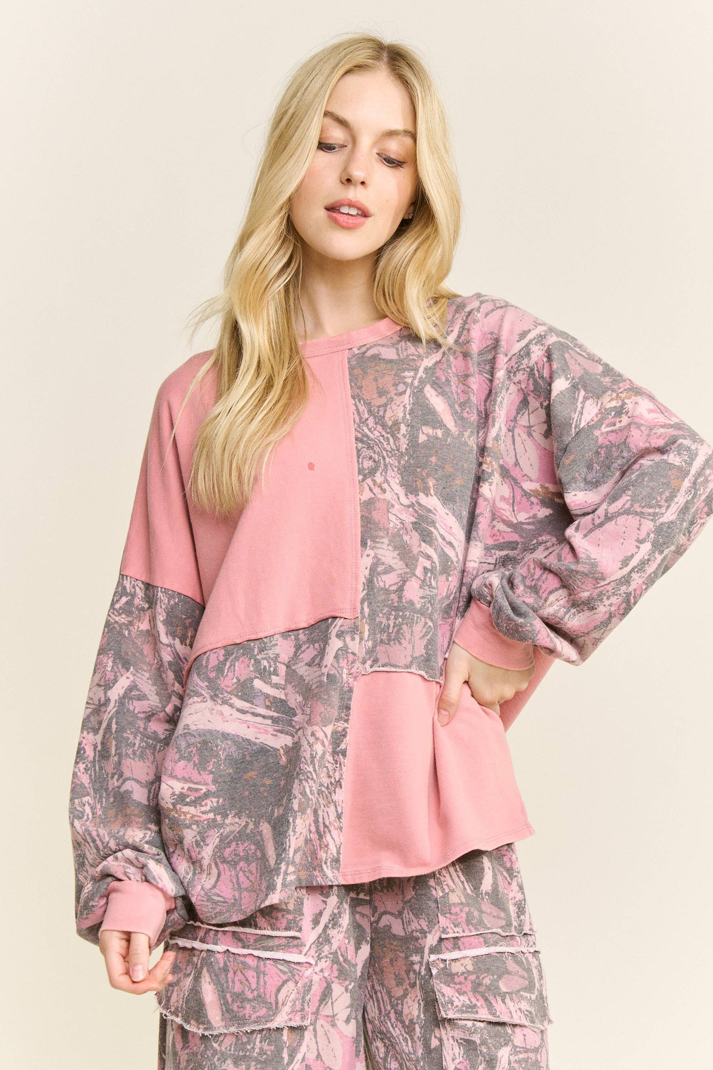 Washed Block Tree Camo Sweatshirt