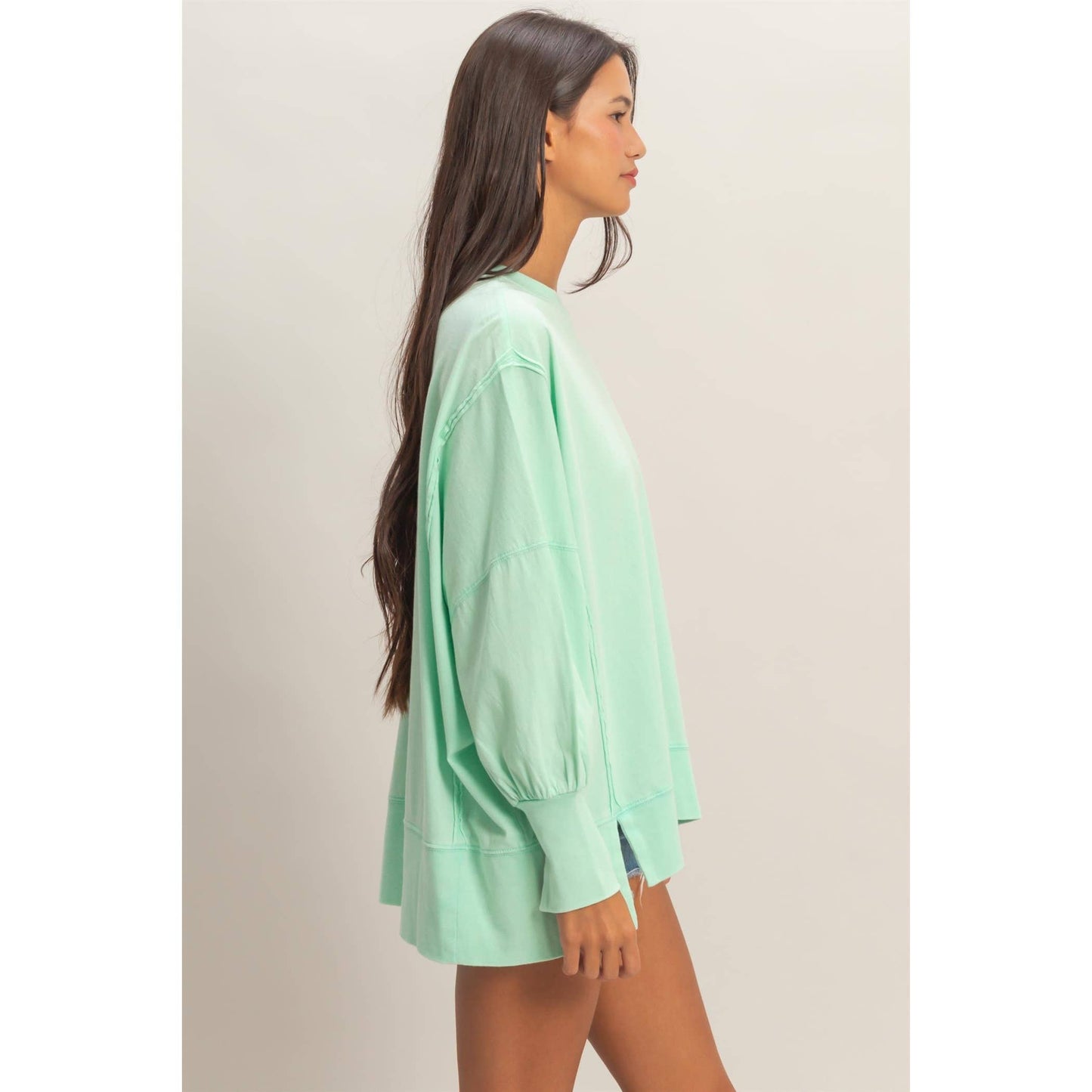 Oversized Seam Detail Long Sleeve Top