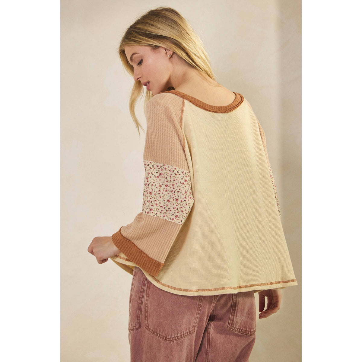 BLOSSOM PATCHWORK WAFFLE TOP